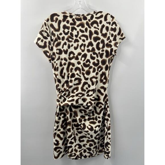 J. McLaughlin Women’s Short Sleeve Elora Animal Print Faux Wrap Dress Large - Picture 8 of 12